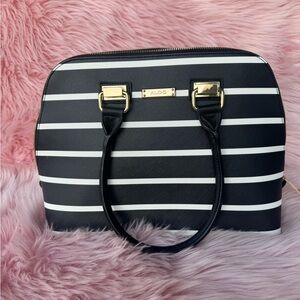 Aldo black and white striped tote